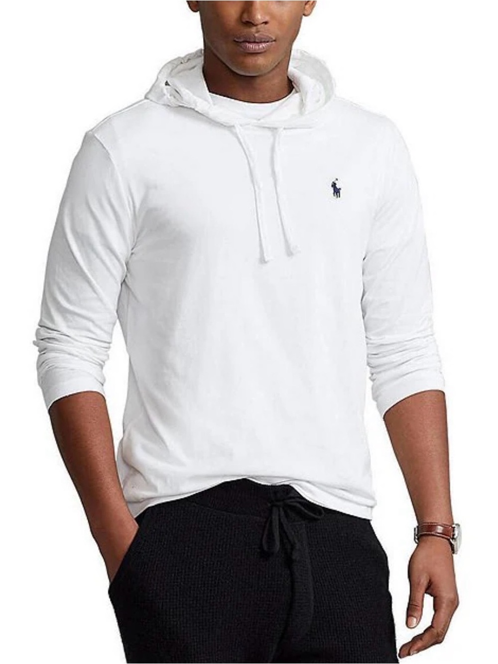 Polo by Ralph Lauren White Hooded Long-Sleeve Tee with Navy Pony